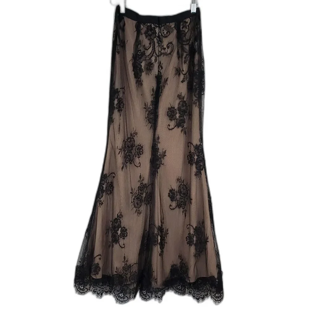 May Queen Couture Dark Floral Sheer Lace Maxi Skirt 2 Fairy Grunge Whimsigoth - Picture 2 of 11